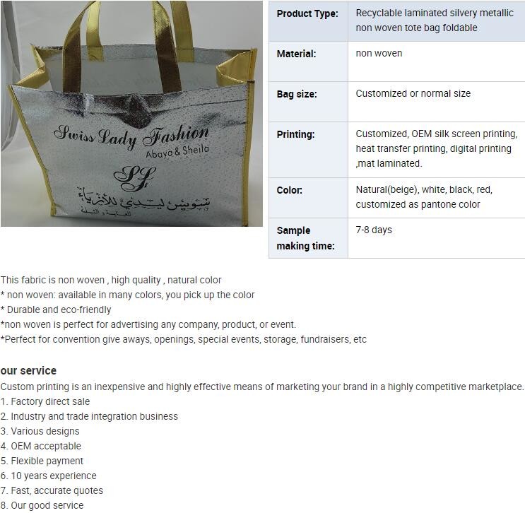 Customized shopping bag, Laminated Non woven bag, Hot sale fashional ecological non woven bag, Custom non woven bag with