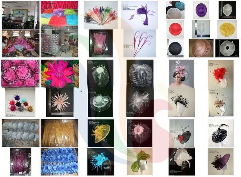 15*30 cm Goose Feather Millinery Supplies with Stripped Coque and Hackle Flower Mount