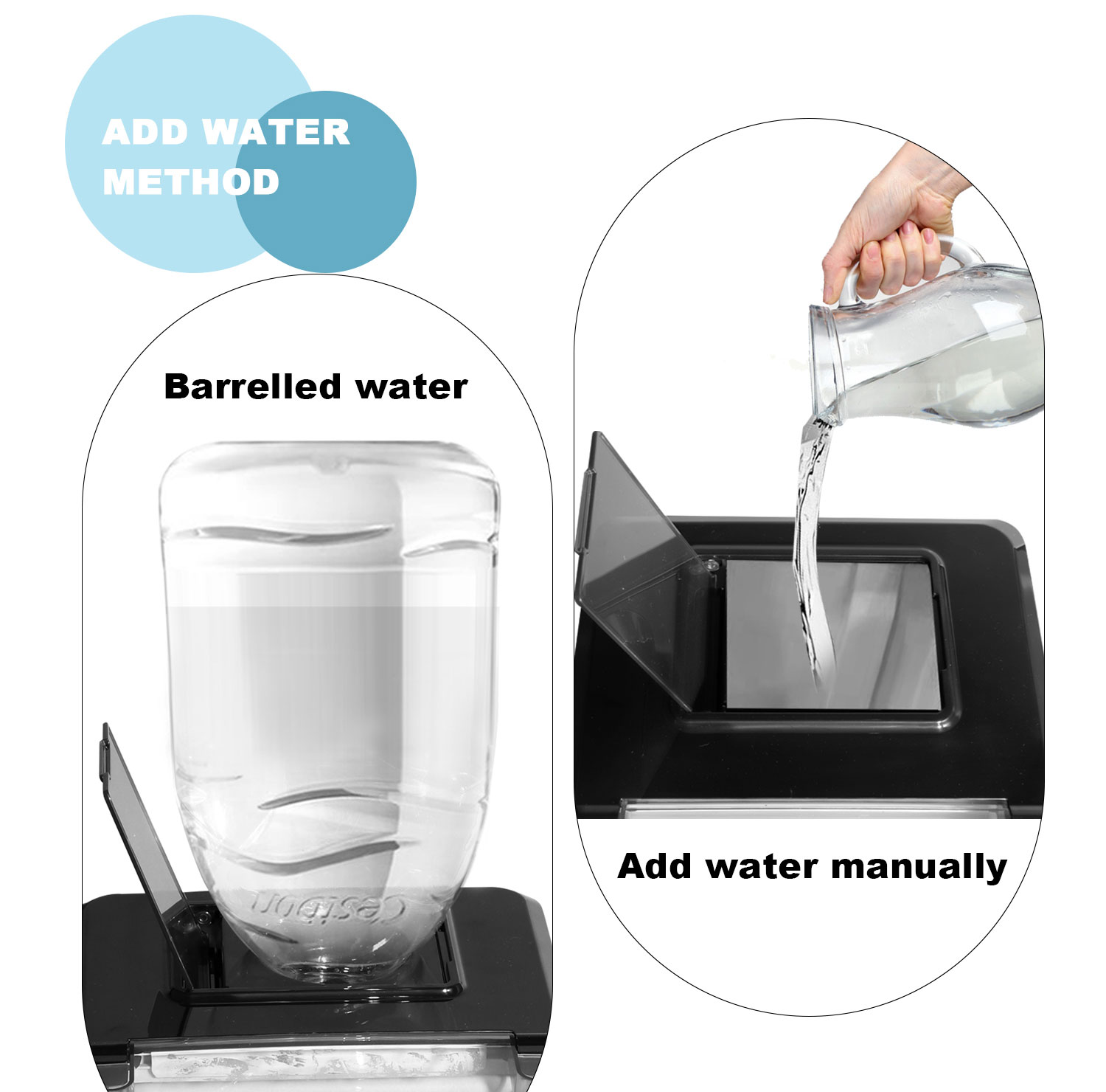 Household 20kg/24H Mini Ice Maker Cube Water Dispenser with Automatic Water Intake and Push Button Control Panel