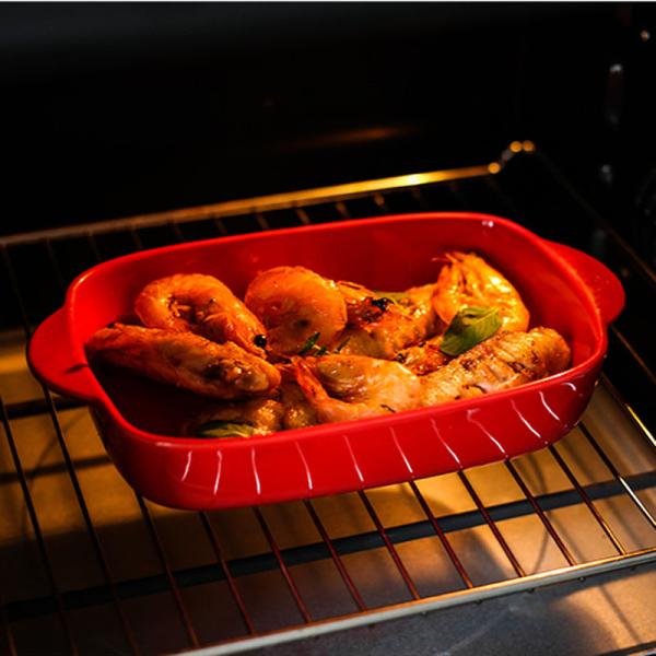 Rectangular Kitchen Ceramic Bakeware Sets Tray With Binaural Multifunctional