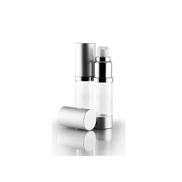 Empty Silver Airless Cosmetic Bottles Slender Styles Soap Cream Packaging