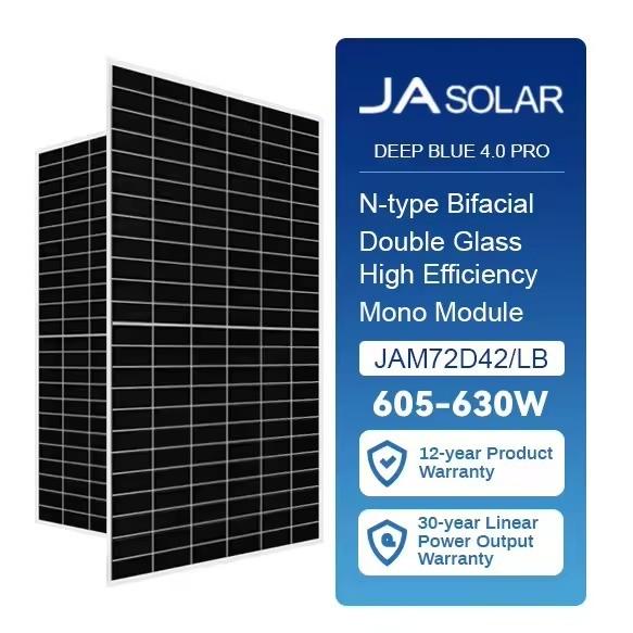 Quality JA Solar Mono 605W 610Watt 615Watt 620W 625W 630W Half Cut N-Type Solar Panel 2023 Sales for sale