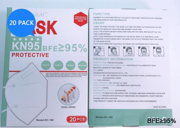 Quality Earloop KN95 Disposable Face Mask Covid Protection With Authentication for sale
