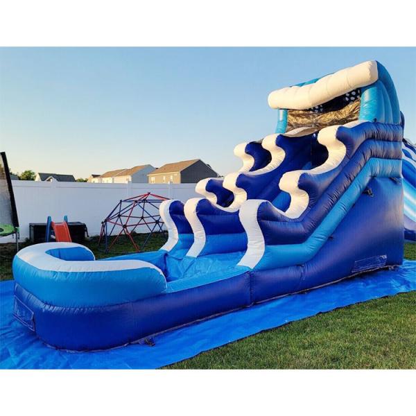 Quality Kids Rental Event Inflatable Water Slides For Pool Blue Wave Water Slide With Pool for sale