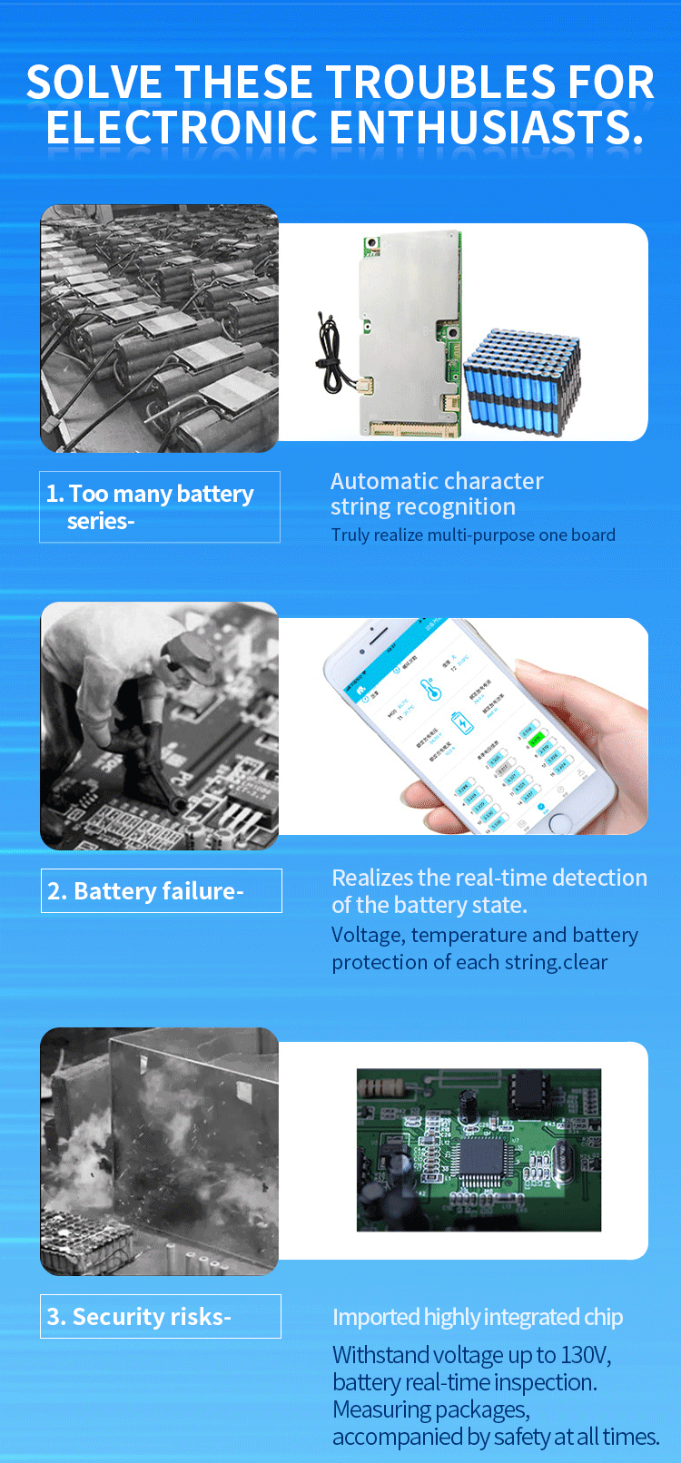 54v 70a Lithium Ion Battery Pack BMS 10S-17S With Balance Function For E Two Wheeler
