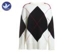 Big Diamond Pattern Womens Knit Pullover Sweater Oversize Colleague Jumper