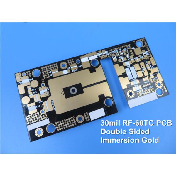 RF-60TC High Frequency PCB 30mil 0.762mm Double Sided RF PCB with Black Solder Mask Coating Immersion Gold