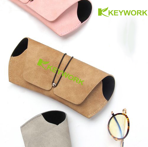 Fabric PU Leather Soft Sunglasses Case 18CM Resist Compression Folding Glasses Case