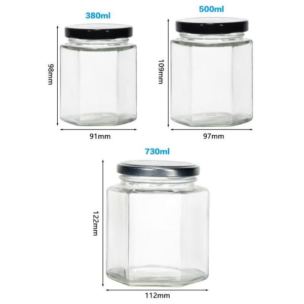 Clear Bottle Jars With Lids Hexagon Glass Storage Jar For Tea Canister