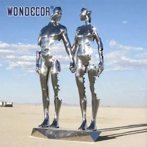 China Realistic Size Casting Stainless Steel Sculpture Two People Holding Hands wholesale