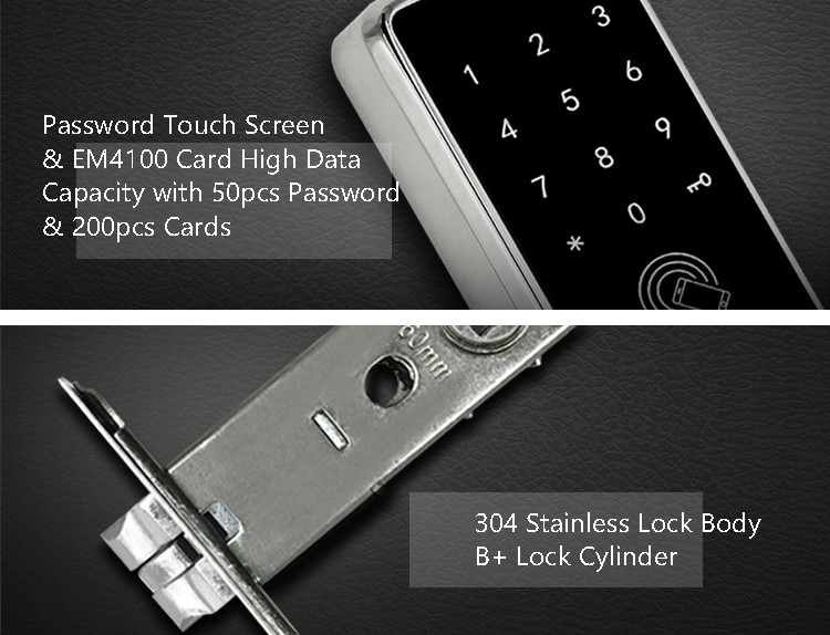 Keyless Keypad Door Lock , Password Card App Bluetooth Digital Lock For Home