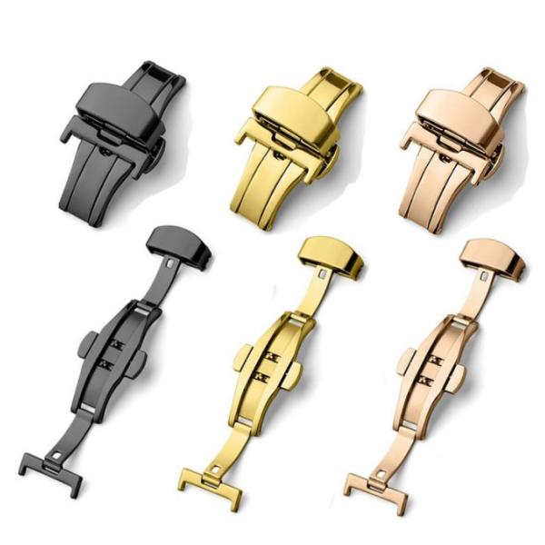Safety Lock Watch Butterfly Clasp 6mm Push Button Deployment Clasp Silver