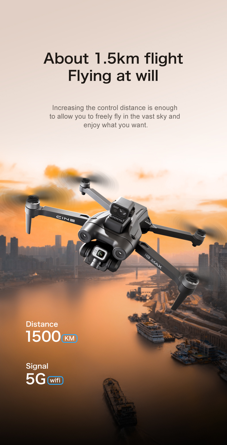 I8 Max Rc Drone 4k Hd Aerial Camera Gps Positioning Foldable Obstacle Avoidance Brushless Gimbal Optical Flow Frequency 2.4G