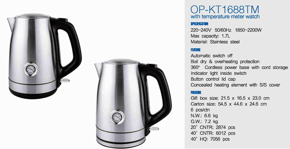Electric Kettle with Automatic Shut-Off and Boil-Dry Protection