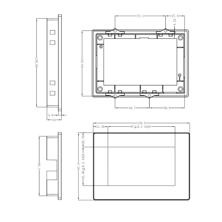 480x272 HMI Display Module RGB 65K 4.3 Inch Capacitive Touch Screen With Housing