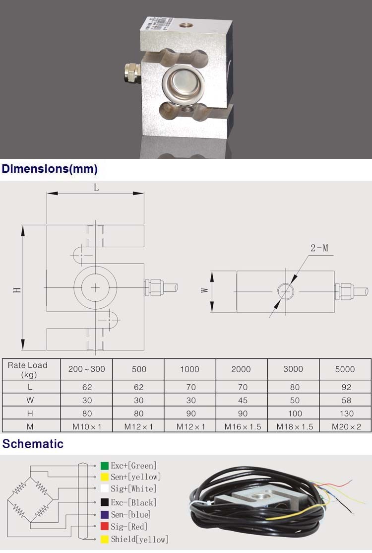 Analog Output Loadcell S Type Weight Sensor For 500kg 1000kg 2000kg Applications In Various Industrie