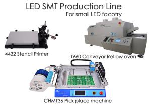 LED SMT Production Line CHMT36 Chip Mounter , Stencil Printer , Reflow Oven T960 , For Small Factory