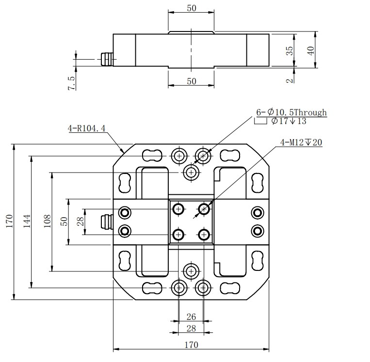 12v 3 Axis Force Sensor 300 Ohm 700 Ohm Multi Axis Load Cell