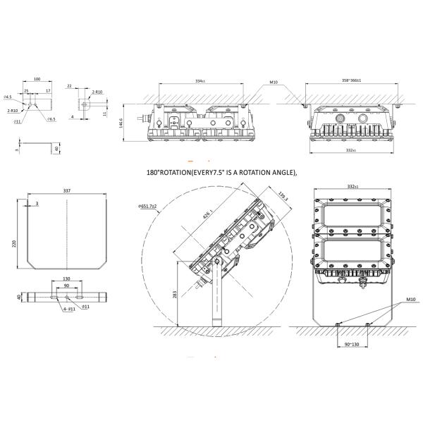 160W 200W Atex Zone 1 Explosion Proof Lighting Tank Series Two Luminaires Assembly