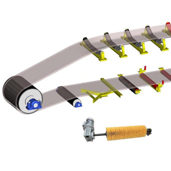 Electric Roller Brush Cleaner For Power Plant Cement Belt Conveyor Cleaner