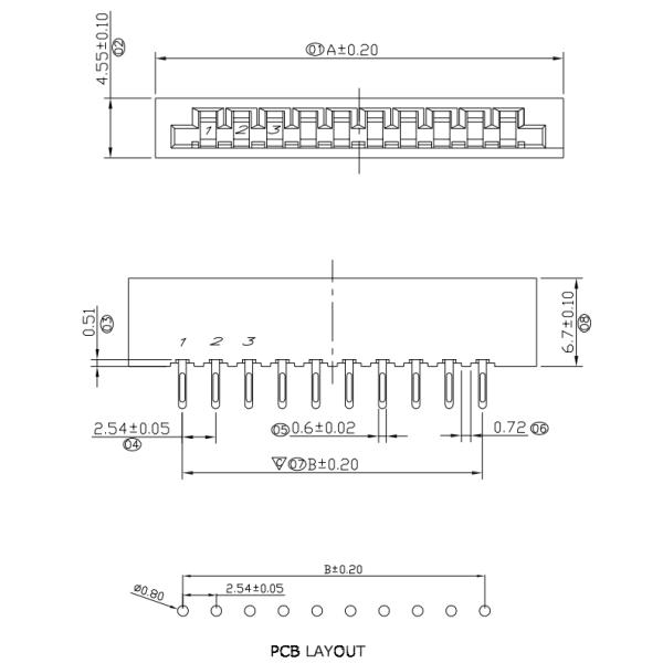 2.54mm Spacing FPC FFC Connector For Computer