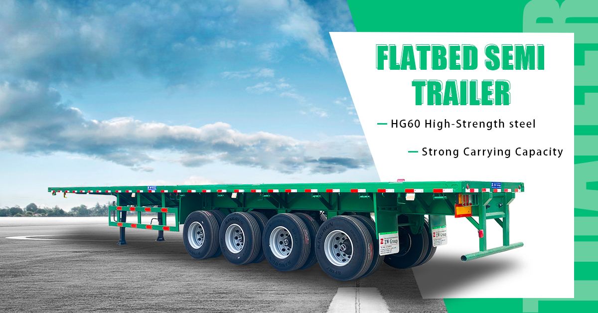 Container Transportation 2 3 4 Axles 20feet Platform Semi Trailer Flatbed Semi Trailer For Sale With Fuwa / BP Axle