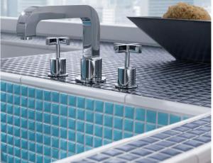 China Glossy 6mm Swimming Pool Mosaic Tiles Ceramic Sky Blue White 300x300mm on sale