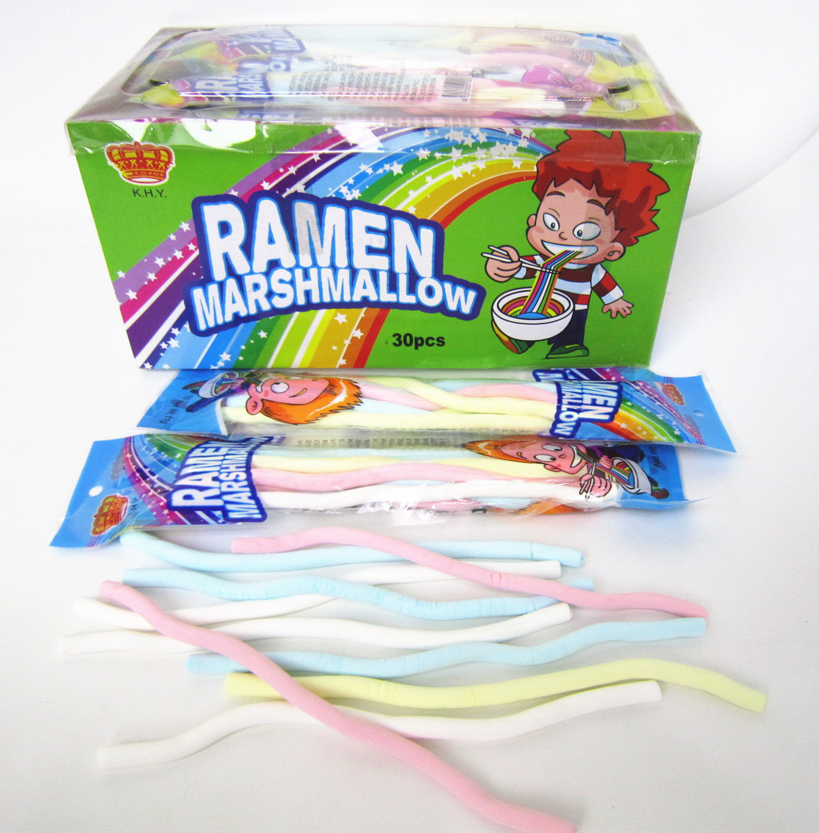 Ramen Shape Marshmallow Candy Noodle Soft Fluffy Sweet For Retail