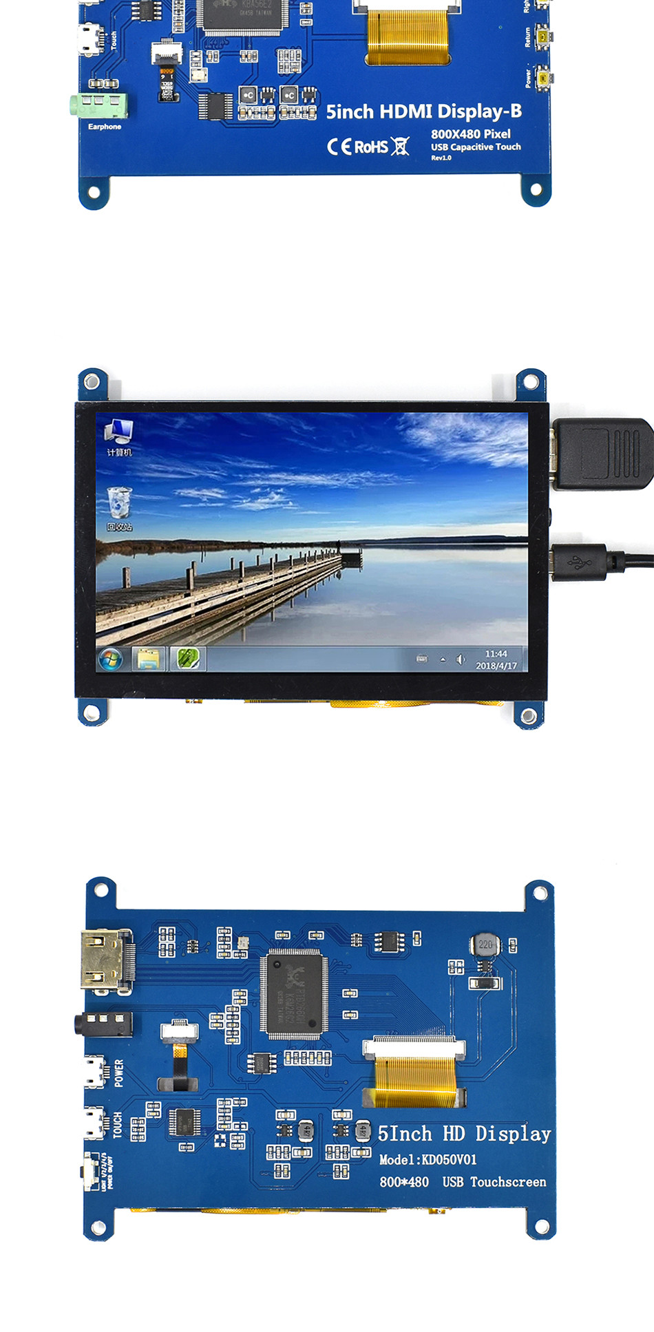 Capacitive Touch Smart LCD Module 800*480 HDMI 5 Inch Lcd Display Module