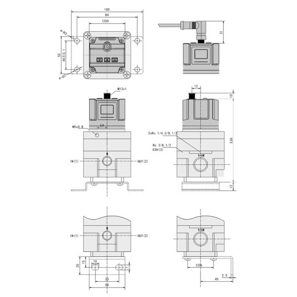 Gas Medium 4-20mA IP65 Class Intelligent Pneumatic Regulator