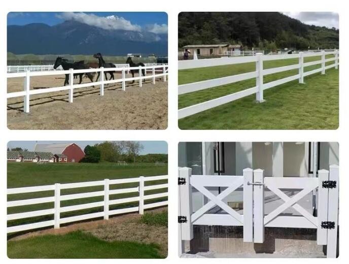 Weather Resistant Vinyl Fence Heavy Duty 3 Rails 4 Rails Horse PVC Farm Fence