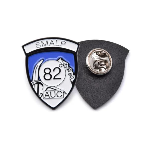 Quality Custom Security Badge Metal Lapel Pin Gold 3D Enamel Pin With Leather Set for sale