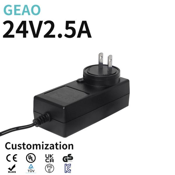 Quality Black 24V 2.5A Interchangeable Power Adapter Universal Versatile for sale