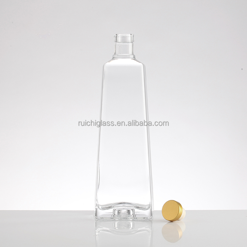 Tequila Custom Empty Round 500ml 750ml Clear Frosted Glass Red Wine Bottle with Seal Caps