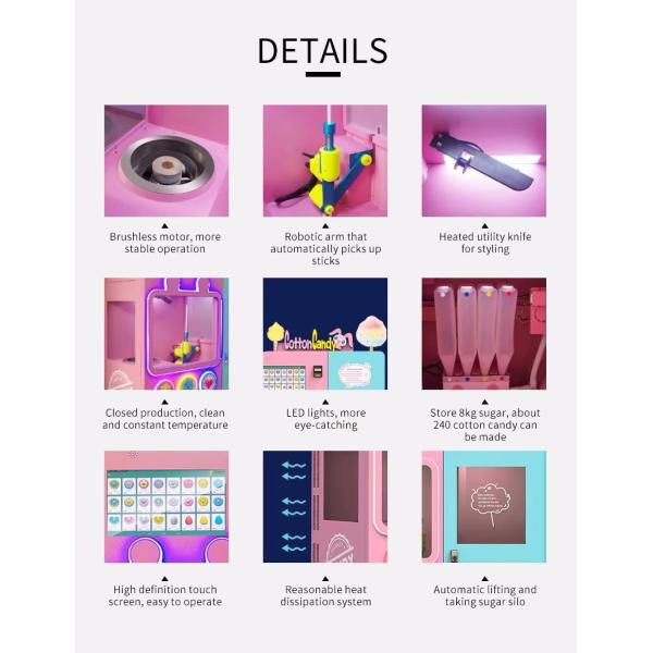 Cotton Candy Vending Machine With Sugar Full Automatic Electric Robot Cotton Candy Vending Machine
