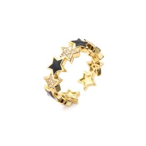 China Open 14k Gold Star Ring Adjustable CZ Cubic Zircon Custom wholesale