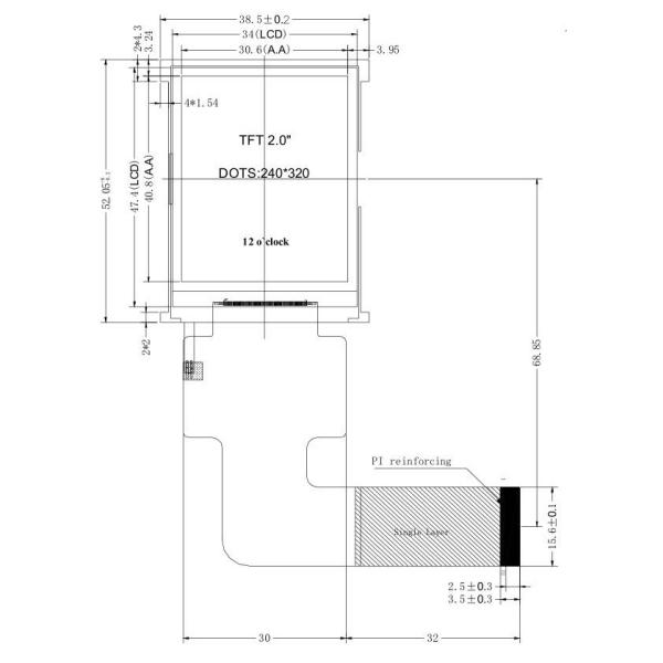 240x320 TFT LCD Display 2 Inch QVGA TN Type With ST7789V IC