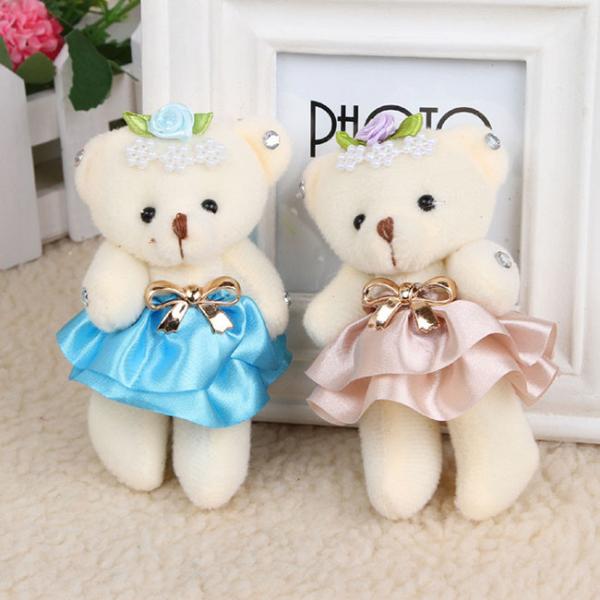 Quality plush key chain/plush joint bear with skirt&4-stringed Chinese lute key chain toy for sale