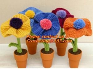 China Mannual Knitted Doll standing flower stuffed toysCrocheted Craft Crochet Animal Rabbit Toy wholesale