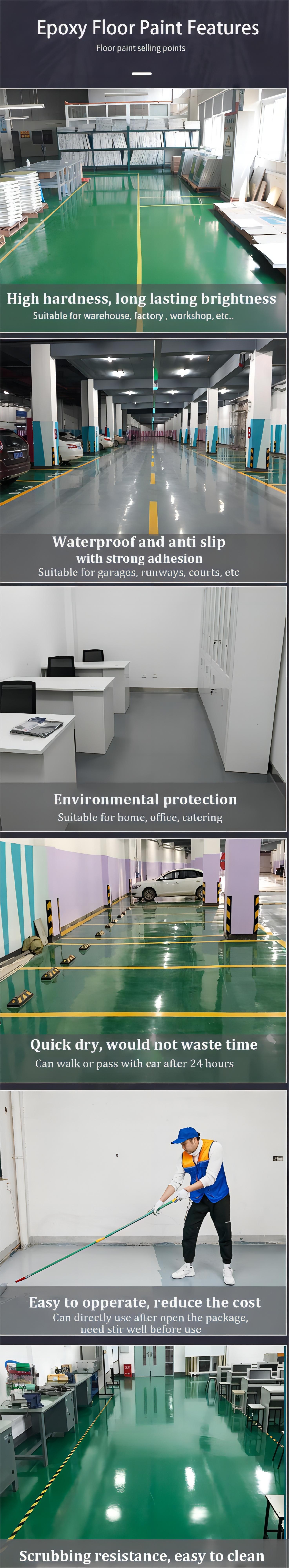 Brush/Painting Application Method Tio2 Epoxy Floor Coating for Garage and Warehouse