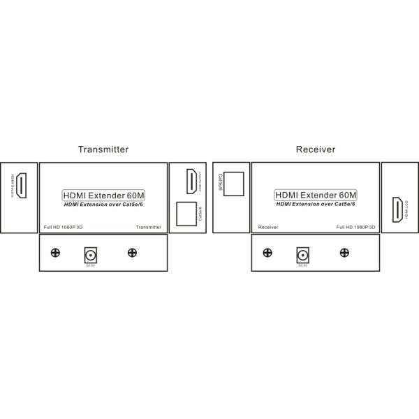 AWG26 60fs 165MHz 4.95Gbps DC5V 1A DTS 4K HDMI Extender