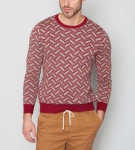 Half Wool / Cotton Double Layer Sweater , Jacquard Winter Pullover Sweaters