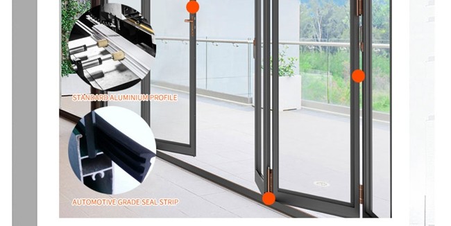corner bi fold door,exterior bi fold door,soundproof bi-fold door,bi-fold aluminum door