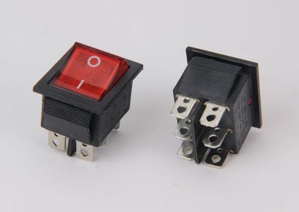 Quality 6 Pins Push Rocker Switch 16A 250VAC , Lamp DPDT ON ON Rocker Switch for sale