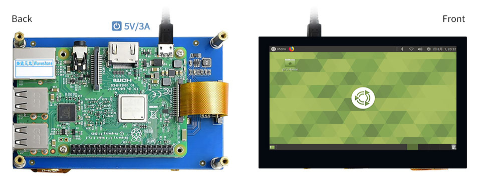 800*480 Raspberry Pi Module 5.0 Inch IPS TFT DSI Multi Touch Lcd Display Module