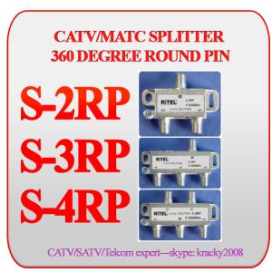 China CATV/MATV rf coax 2/3/4-way splitter with 360 degree round PIN wholesale