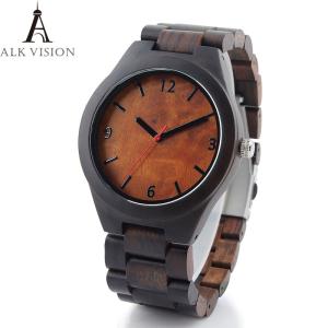 Natural Black Wood Watch Men Business Luxury Stop Watch Quartz Movement Wood