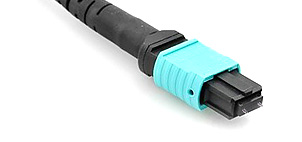 OM3 12F 3.0mm MPO Trunk Cable MPO Female to MPO Female 50 / 125μm With LSZH Aqua 10M Polarity B MPO Fiber Cable