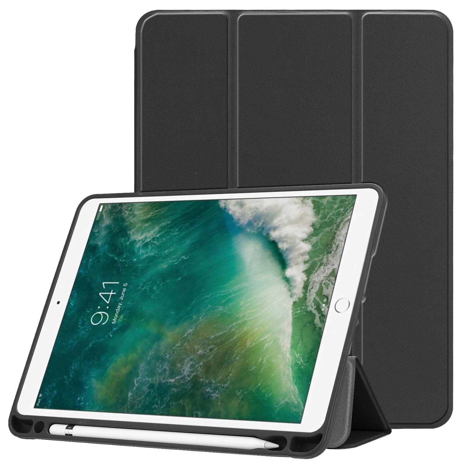 iPad 9.7 2018 Case with Built-in Apple Pencil Holder, Soft TPU Back Cover for Apple iPad 9.7 2018/2017,iPad Air /Air 2