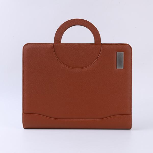Quality Waterproof A4 Leather Portfolio Case , Handheld Leather File Folder With Zipper for sale